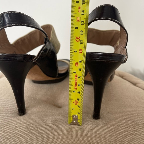 Donald J Pliner platform Healed Sandals slip canvas and leather - Picture 11 of 12